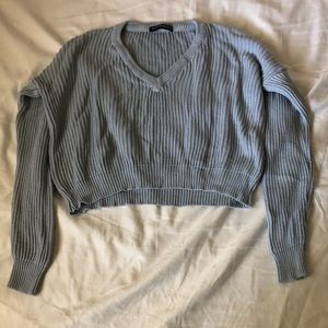 Light Blue Cropped Knit Brandy Melville Sweater
